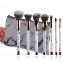7pcs/Set Makeup Brushes with Bag Marble Handle Eye Shadow Foundation Powder Make Up Brushes Face Cosmetic Beauty Pens Tools 7pcs makeup brushes set with striped bag