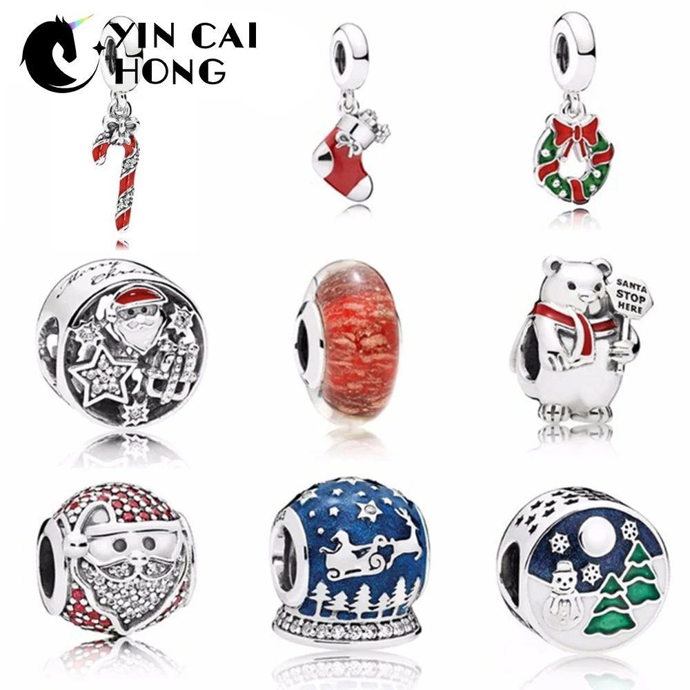 

YCH 925 Sterling Silver Christmas Wholesale Lots Tone Combination Unique Enamel Christmas Charms Pendants Free Shipping