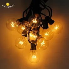 Патио огни G40 Глобус партии Рождество свет шнура теплый белый 25 прозрачные винтажные лампы 25ft декоративные открытый задний двор гирлянды