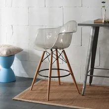 Современный Дизайн Прозрачный популярный барный стул счетчик стул модная мебель для чердака пластиковая твердая деревянная отделка табурет 1 шт