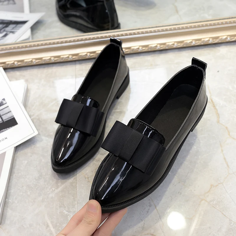 

Classic Brand Shoes Women Casual Pointed Toe Black Oxford Shoes for Women Flats Comfortable Slip on Women Shoes b971