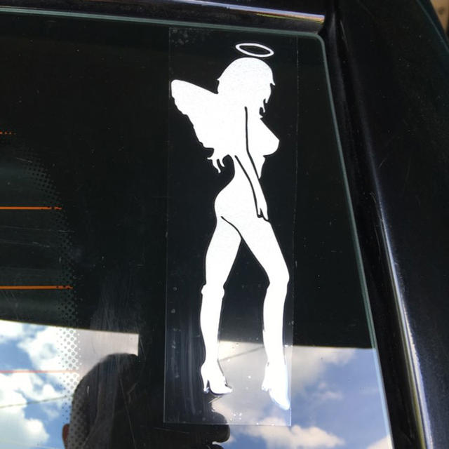 QYPF 10.5*14CM ANGEL DEVIL Sexy Girl fun Personality Car Sticker Decal Car Styling Black/Silver C2-0130