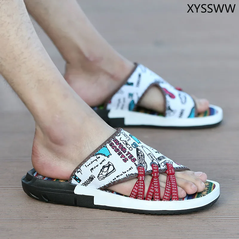 

4 Color Summer Slippers Men Cool China Style Men's Sneaker Casual Sandals Skid-proof Camouflage Fashion Beach Shoes 39-44