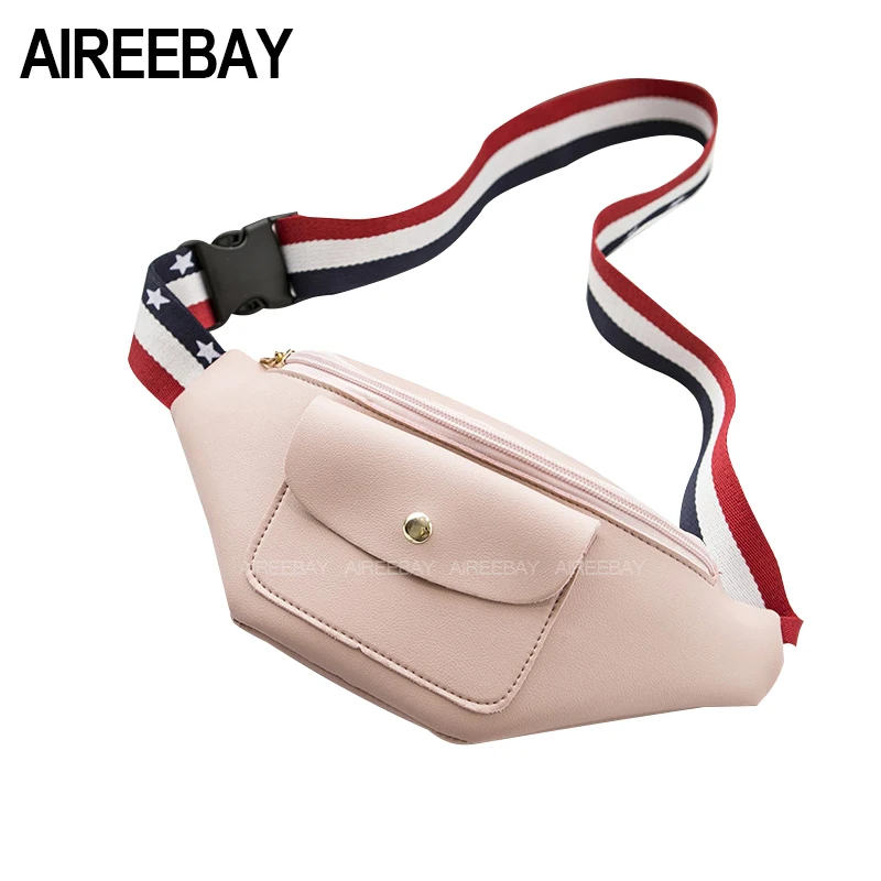 AIREEBAY Новая летняя кожаная женская поясная сумка, модный розовый простой стиль, поясная сумка, Женская Повседневная сумка для покупок, чехол для телефона