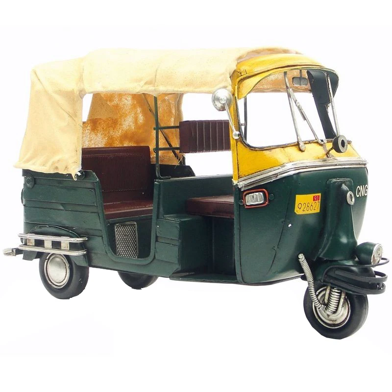 Высокая имитация индийский трехколесный велосипед тук такси ручной работы металлический мотоцикл модель ручной работы игрушка для мальчиков Подарочная Коллекция