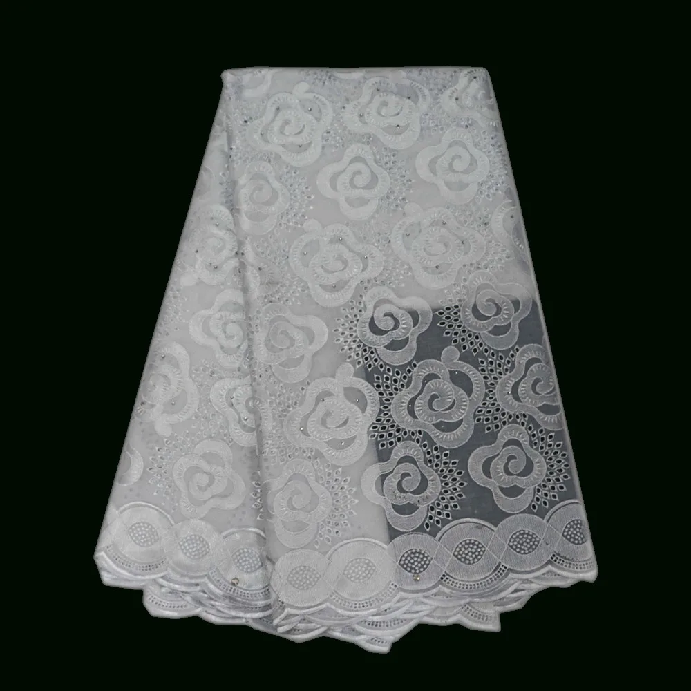 

White Embroidery Cotton African Swiss Voile Lace In Switzerland X372-2