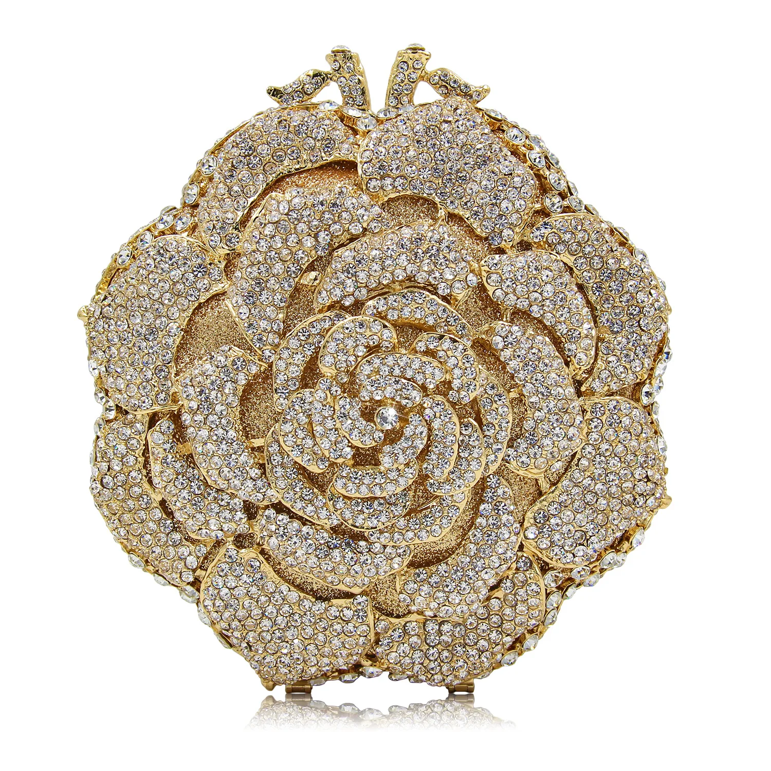Gold Rose Shape Women Evening Bag Luxury Crystal Clutches Lady Flower Pattern Wedding Clutch Bag ...