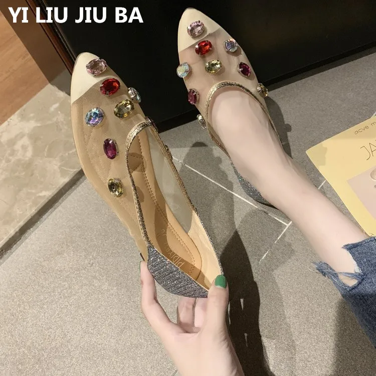 

new Women casual Ballet dancing Flats shoes women Pointed Toe Mesh Breathable Pointed Toe Slip On Boat Shoes mujer Zapato *163