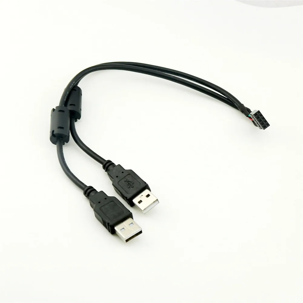 1 шт. черный фут 2x USB 2 0 A папа к 10 Pin F &quotUSB-разъем материнская плата с ферритовым