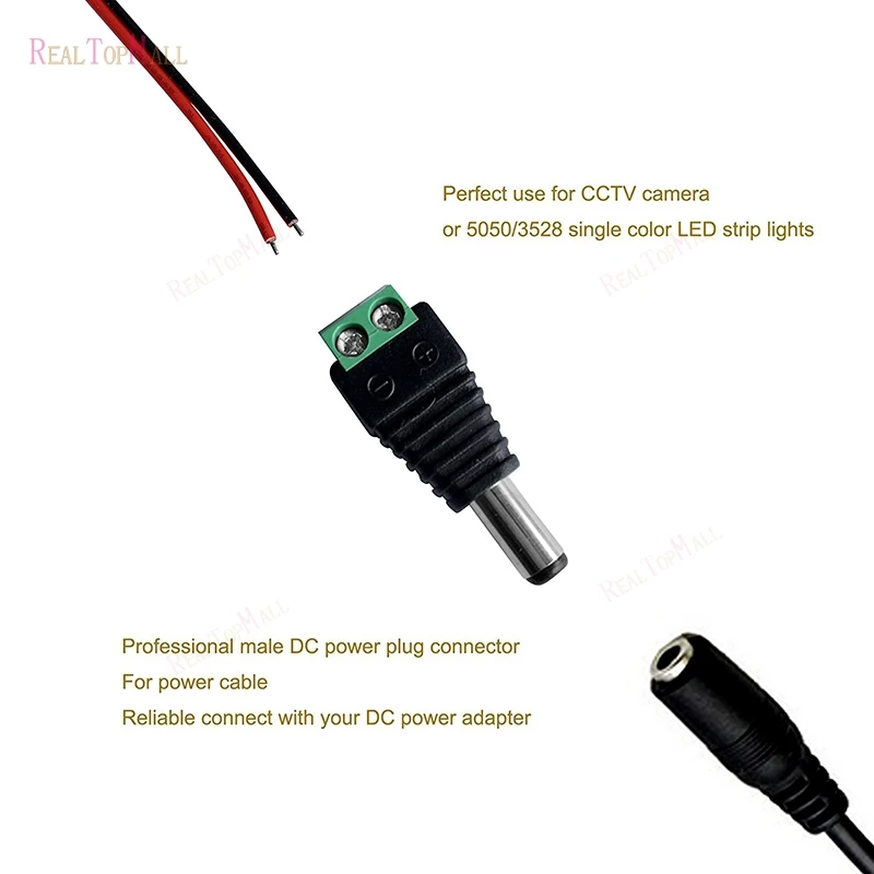 Coax Cat5 To Bnc DC Power Male jack plug DC female Connector plug adapter Av BNC UTP for CCTV Camera Video Balun