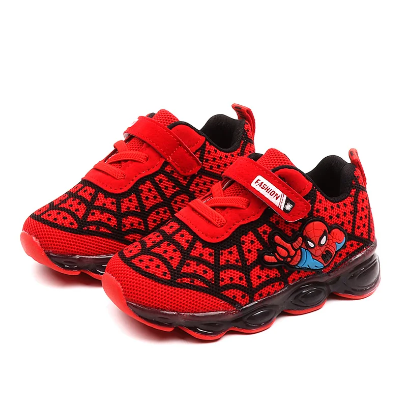 Детские спортивные кроссовки «Человек-паук» для мальчиков; светящиеся Детские кроссовки; Chaussure Enfant; обувь для девочек; светодиодный светильник