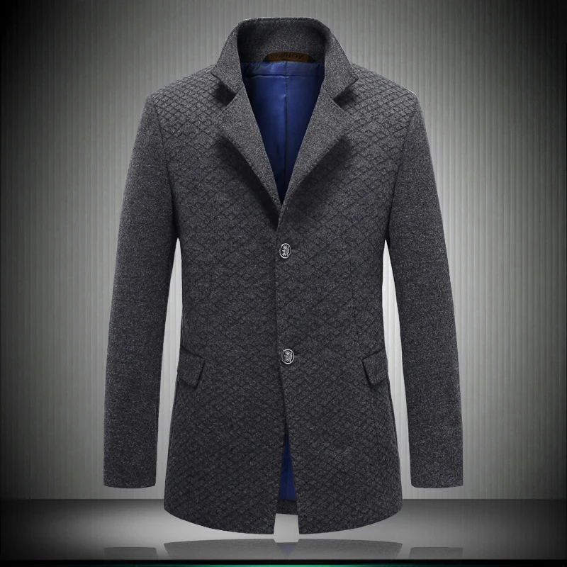 Autumn Winter Men s Wool Jacket Brand Coat High grade Single breasted Slim ...