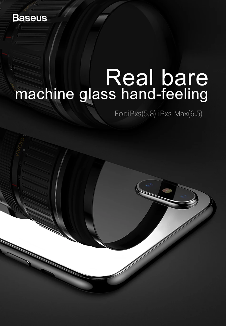 Baseus Transparent Back Screen Protector Tempered Glass For iPhone XS  Max