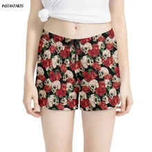INSTANTARTS 3D Панк красная роза принт с черепом женские шорты для йоги дышащие женские летние шорты для тренировок походные спортивные шорты для бега
