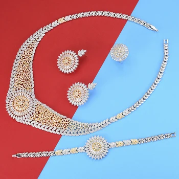 

missvikki Bohemian Indian Bridal Accessories Noble Round Pendant Necklace/Earrings/Ring/Bracelet Jewelry Set for Women Ladies