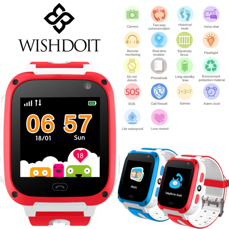 

2018 Popular Children's Smart Watch GPS Positioning Real-time Monitoring SOS Help Dial Voice Chat Love Reward Watches WISHDOIT