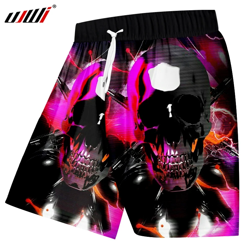 UJWI, повседневные шорты,, мужские, новые, 3D принты, цветные, с черепами, уличные, черные и белые, сшитые, трендовые шорты