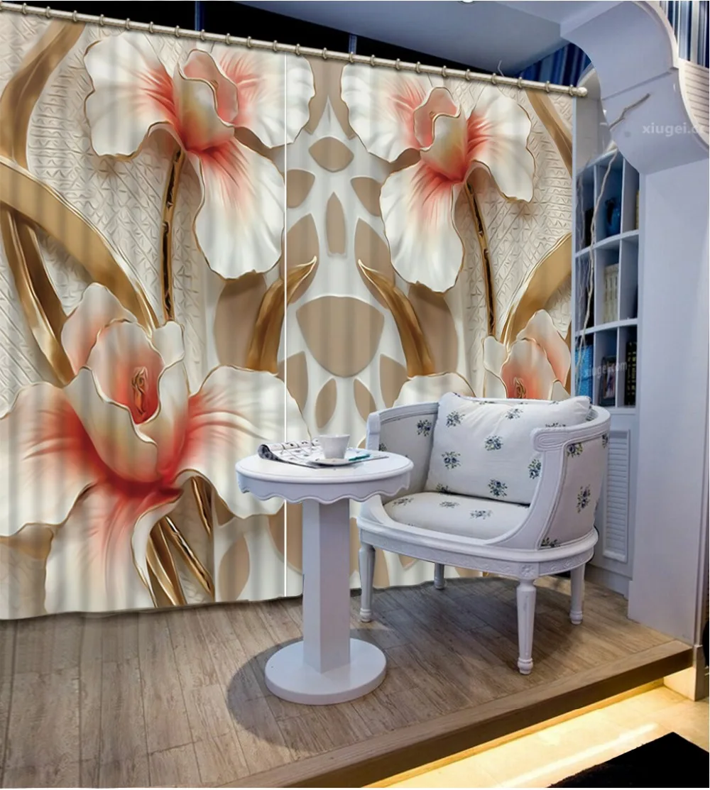 

High Quality Customize size Modern relief 3d flower custom curtain fashion decor Sunshade Window Curtain 3D Curtains