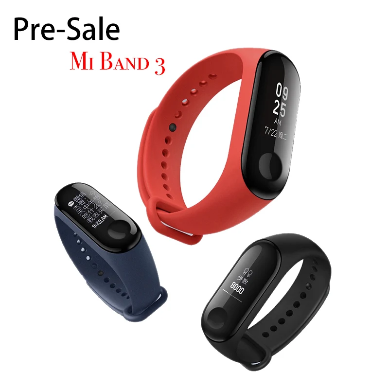 Original Xiao mi banda 3 pre-venta 0,78 “OLED pantalla táctil grande 2018 nuevo Smart Wristbands pulsera