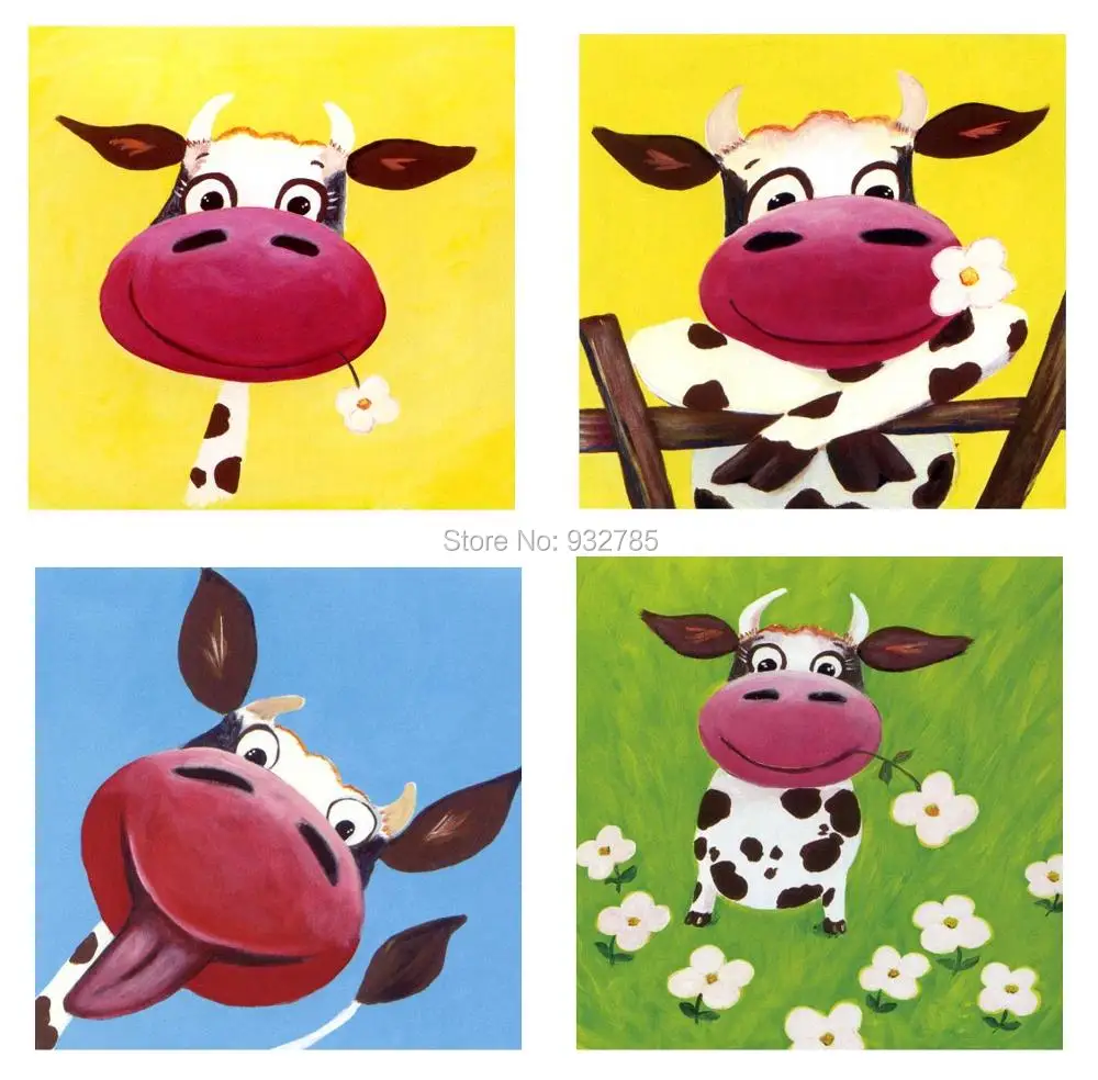 free shipping cute cartoon happy cow oil painting for kids canvas hand painted abstract animal home - Animal Painting For Kids free shipping cute cartoon happy cow oil painting for kids canvas hand painted abstract animal home - Animal Painting For Kids