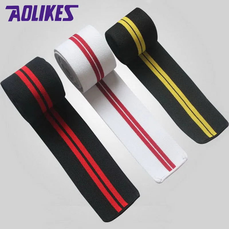AOLIKES 1 пара 2 м* 8 см эластичные спортивные повязки Тяжелая атлетика тренировочный для ног компрессионные на голень, на колени опорный ремень эластичный бандаж