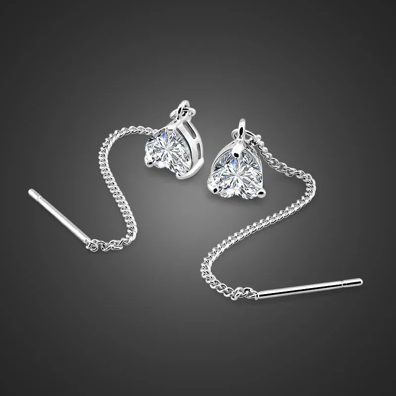 

Charm heart long pendant earrings Woman100% 925 sterling silver Earrings fashion elegant bohemian Ear wire silver jewelry Gifts