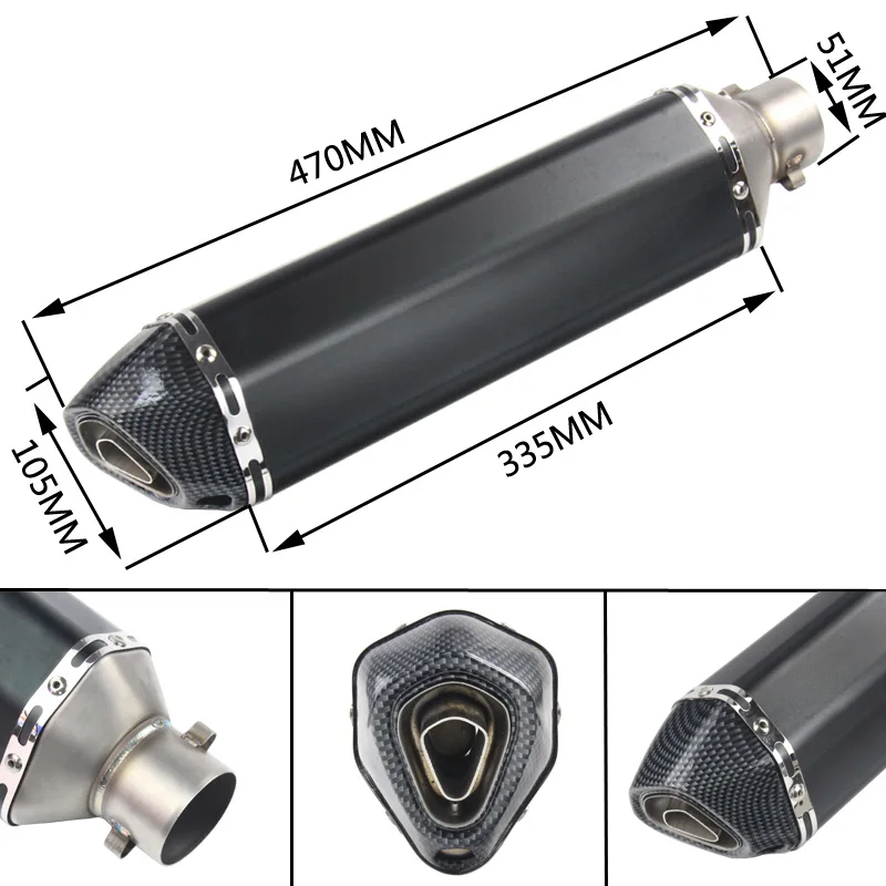 

470 mm Universal 38-51 mm Exhaust Muffler Pipe Tail Escape Removable DB Killer for Motorcycle Dirt Bike Modified Exhaust System