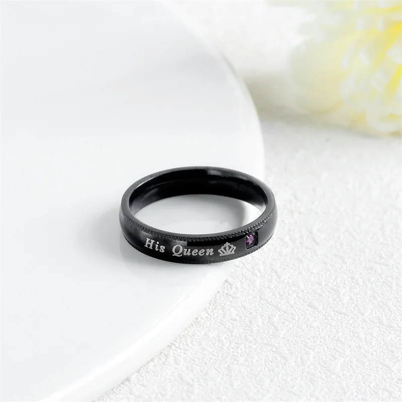 AZIZ BEKKAOUI DIY парные кольца черная ее король и его королева из нержавеющей стали свадебные кольца для мужчин и женщин ювелирные изделия Прямая поставка