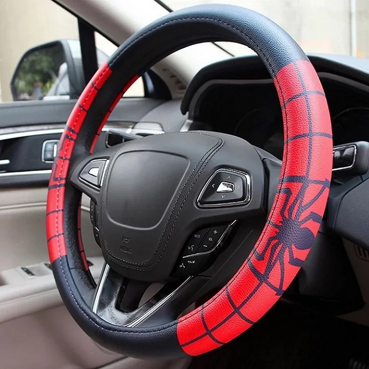 Marvel Мультяшные Чехлы рулевого колеса автомобиля чехол удобный Противоскользящий автомобильный чехол на руль автомобильные аксессуары - Название цвета: Spiderman