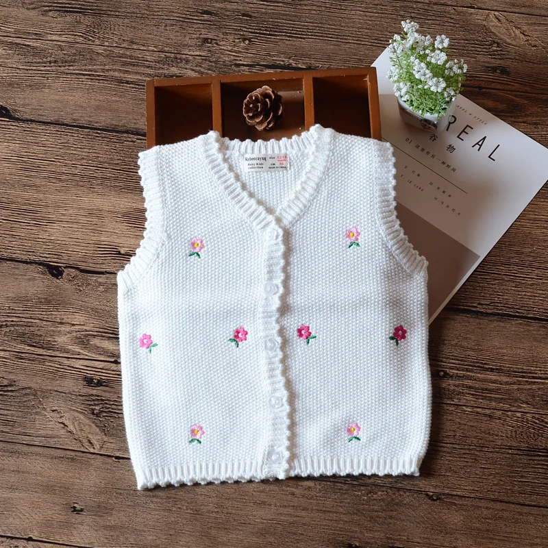 Фиолетовый Детский свитер Кардиган для девочек Однобортный жилет куртка для девочек одежда для младенца, 6, 9, 12, 18, 24 месяцев 185072 - Цвет: Белый