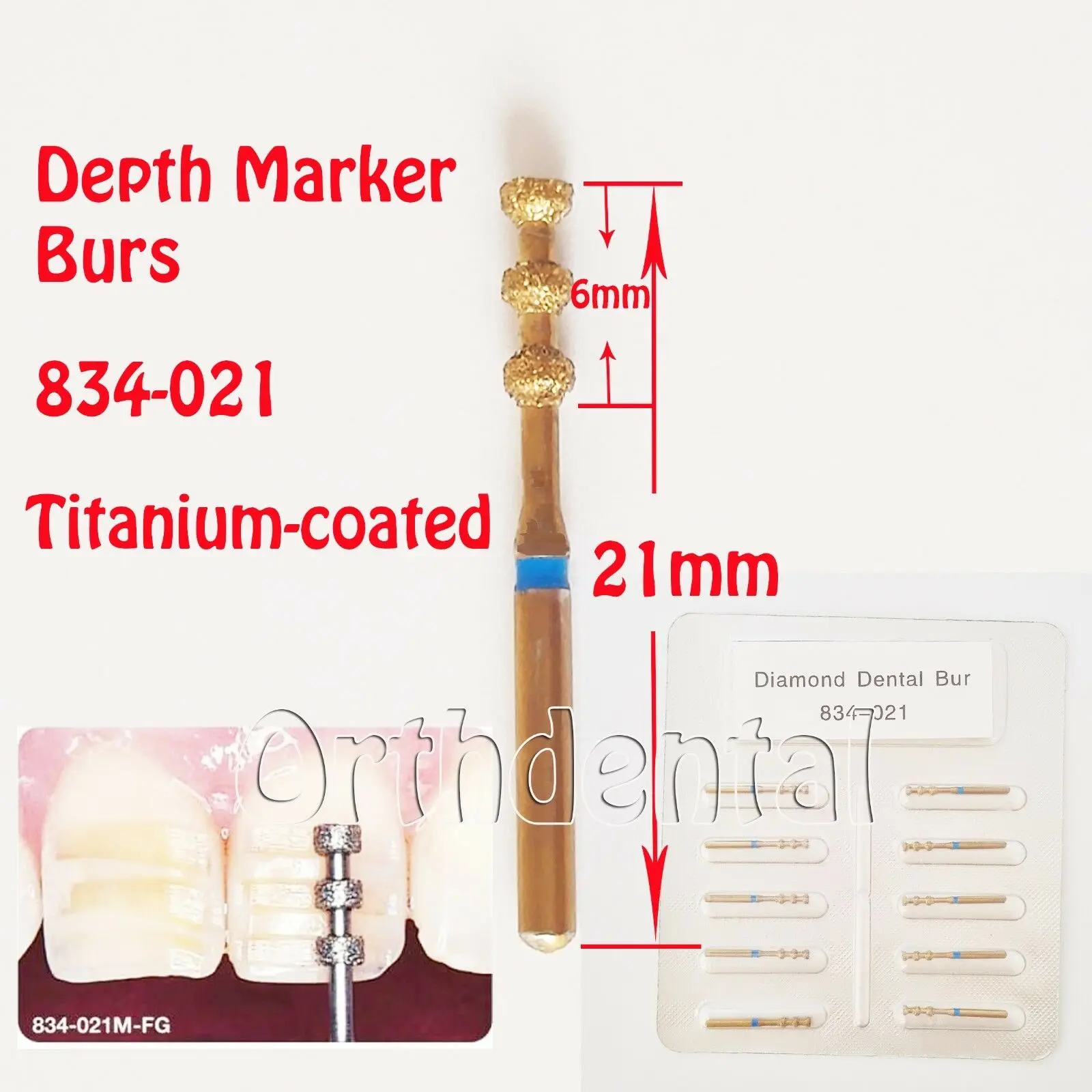 

10Pcs Multi-Use Diamond Burs Depth Marker Depth Cutter 834/021 Medium Grit