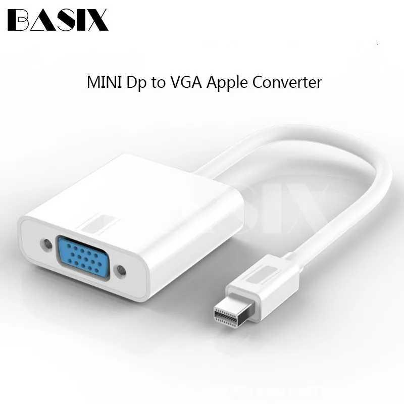 

Basix Mini DP to VGA Adapter Converter 1080P DisplayPort Male to VGA Female Cable Converter For Projector DTV TV HDVD Laptop