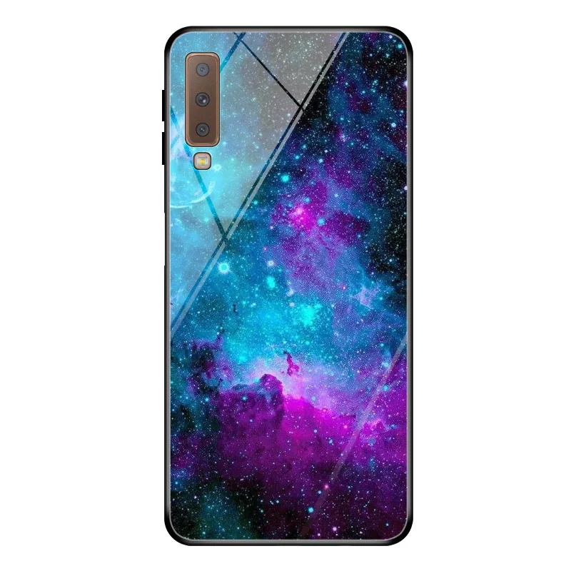 Звездное небо футляр для телефона для samsung Galaxy A7 закаленное Стекло крышка para samsung A7 A750 SM-A750F A750F ООН 7 - Цвет: BLK-6