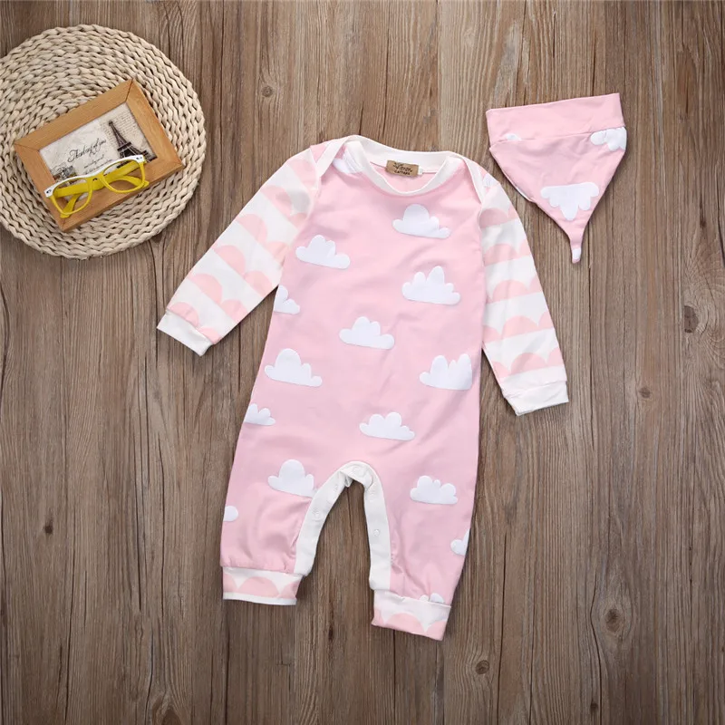 Baby Romper Unisex Baby Boys Girls Warm font b Jumpsuit b font Long Sleeve Cloud Pink