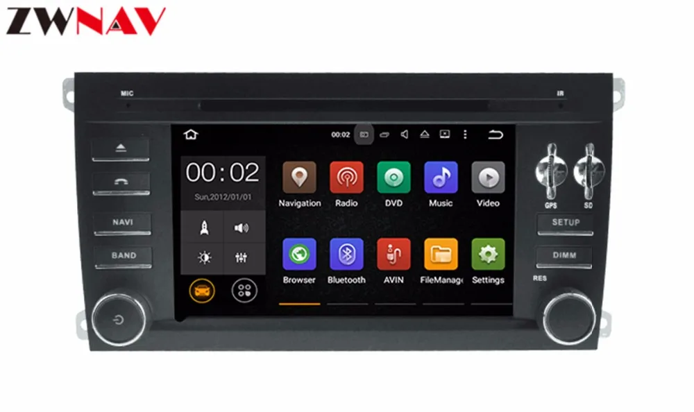 

With Optical Fiber Decoder Android 8.0 Car DVD Player head unit for Porsche Cayenne 2003-2010 With GPS navigation BT Radio Wifi