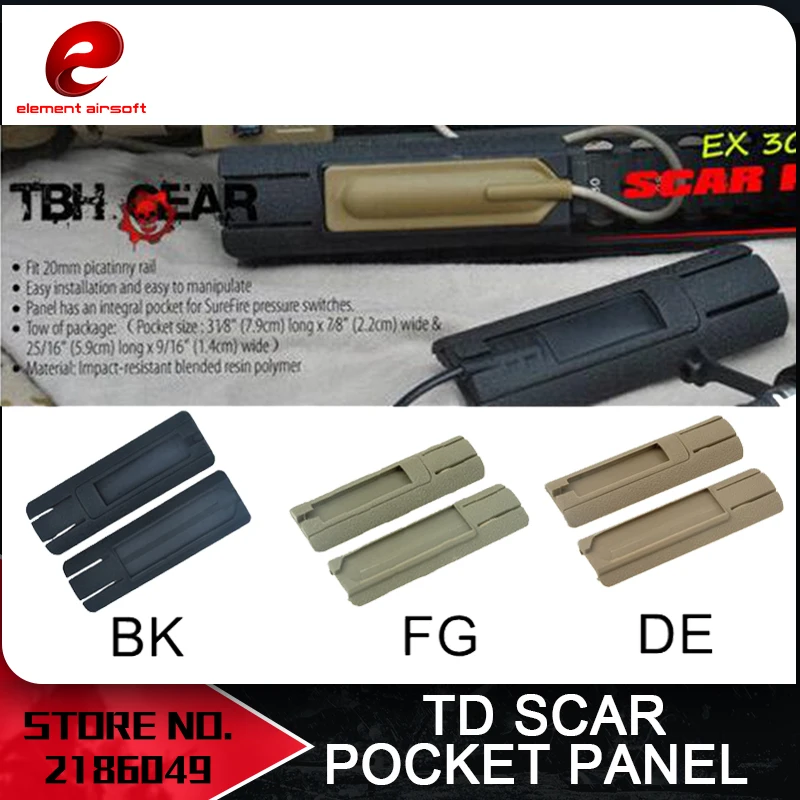 

Element softair 4.125" ITI Scar Pocket Panel Remote Switch Rail Pads Set Light Fits 20mm Rails peq Acessorios Airsoft EX300