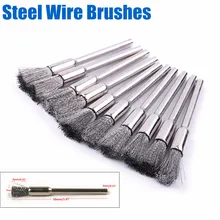 Высокое качество, 10 шт./лот, 5 мм, стальная проволока, щетка для удаления ржавчины, резьба по дереву, Jade, шлифовальная машина, Dremel, роторный инструмент