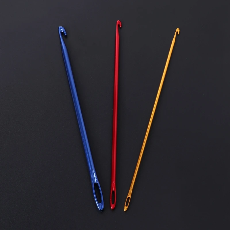 

3Pcs/Set Aluminium Crochet Hook Knitting Needle Hand Knit Tool With Threading Hol