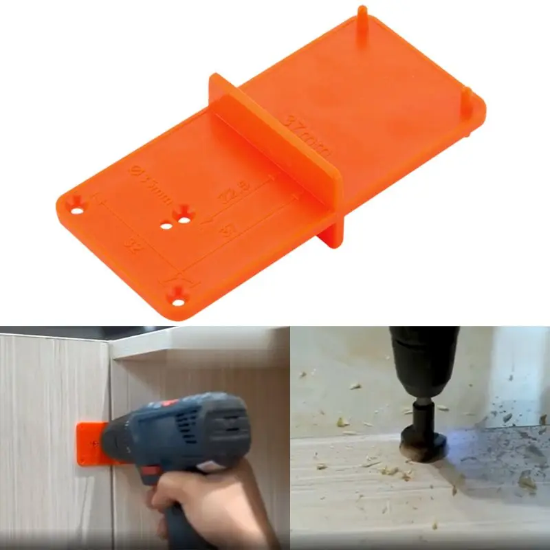 cheap 35mm 40mm Hinge Hole Drilling Guide Locator Hole Opener template Door Cabinets DIY Tool For Woodworking tool orange blue color