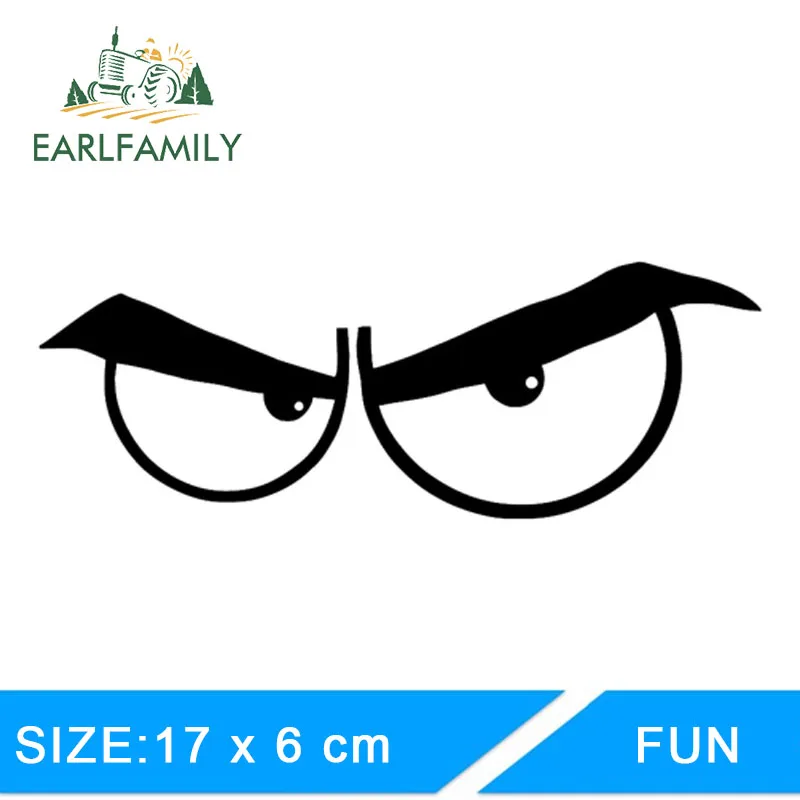EARLFAMILY 17 cm X 6 cm غاضب عيون مضحك الفينيل ملصق لاصق لامع ورائع سيارة Window Laptop اللوحي نتبووك الوفير الديكور JDM سيارة ملصقا