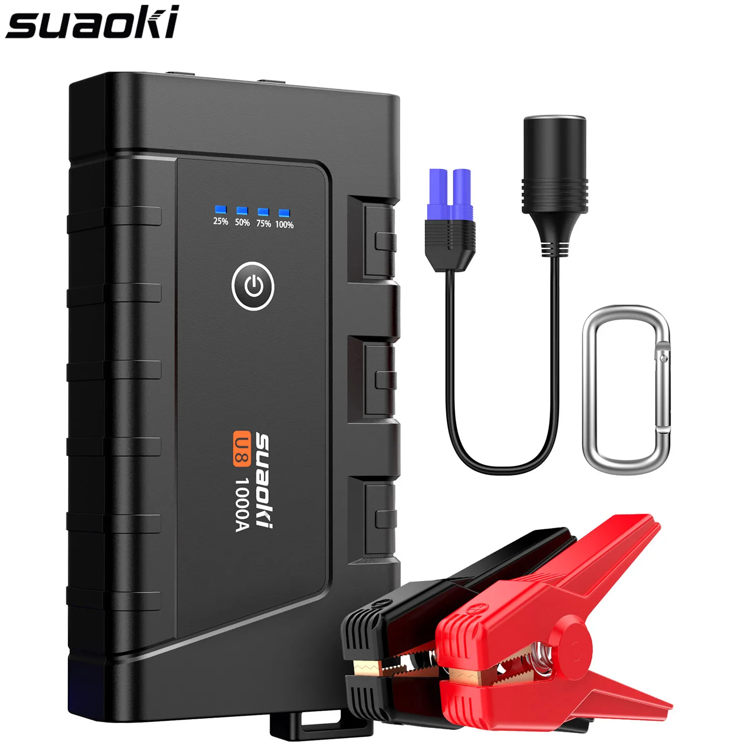 

Suaoki U8 1000A Peak Jump Starter Pack Portable LED Light Power Bank QC 3.0 Type-C output Smart Battery Clamps for 12V Car Boat