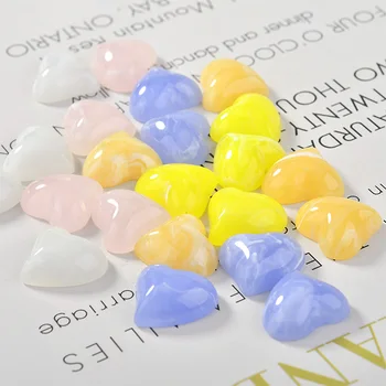 

Newest Trendy 50pcs/lot color printing geometry hearts shape flatback resin beads diy jewelry earring/garment accessory