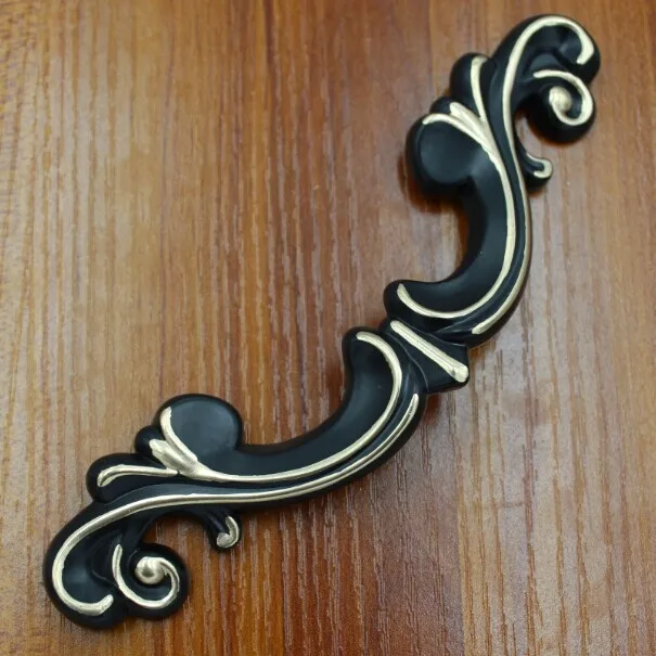 3.8" Black Gold Kitchen Pulls, Drawer Handles Left Right Zinc