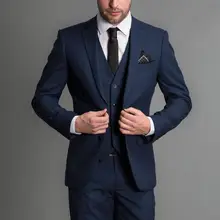 Две кнопки Нотч модные высокое качество Slim Fit Для мужчин костюмы костюм Made смокинги Handsome3 штук(пальто+ брюки+ жилет+ галстук