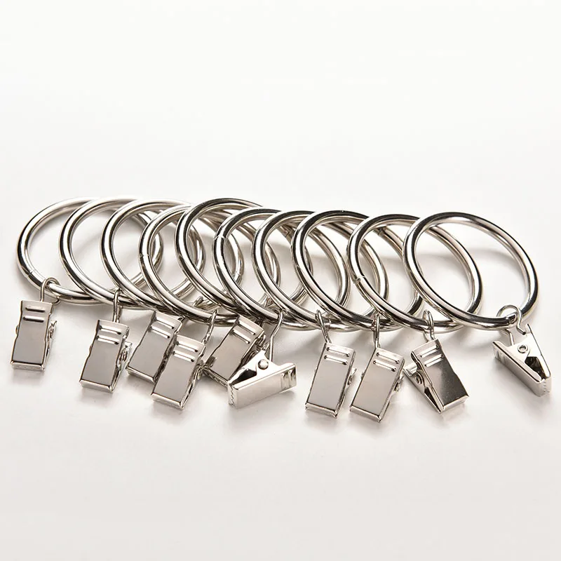 10 X Stainless Window Shower Curtain Rod Clips Metal Hook Drapery