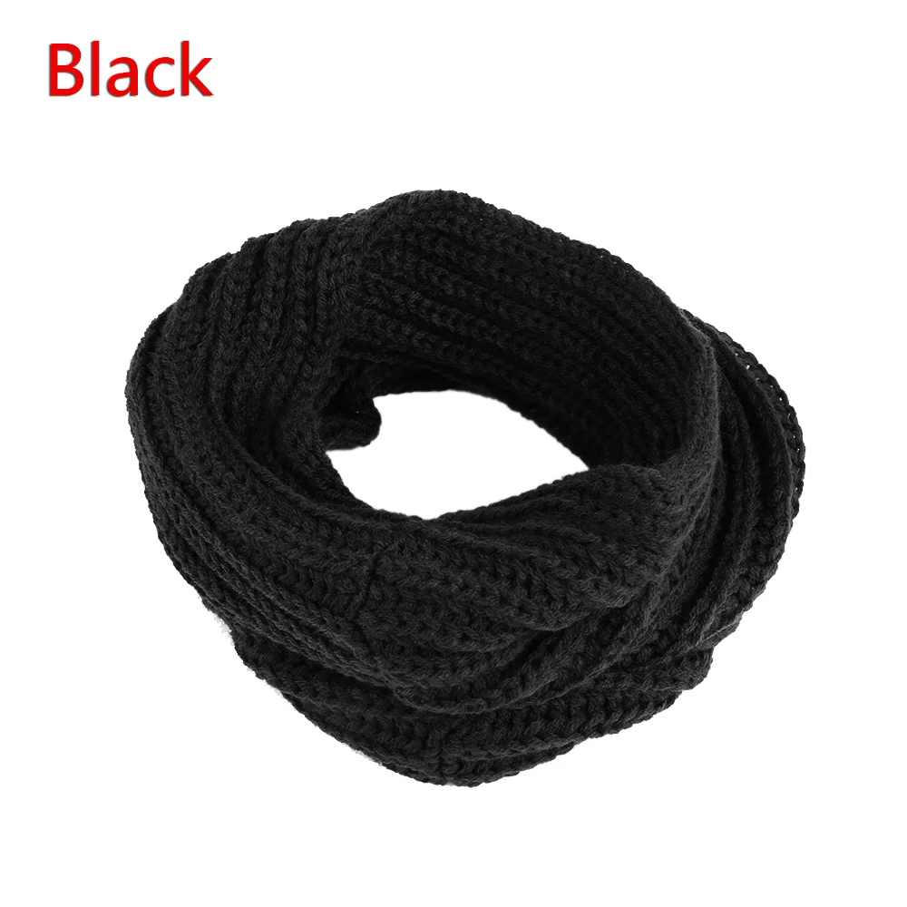B-black 1 шт., Зимний теплый шарф-хомут, Круглый вязаный шарф для женщин и девочек, вязаный шерстяной шарф с круглым вырезом, Одноцветный шарф-снуд Infinit - Цвет: B-black