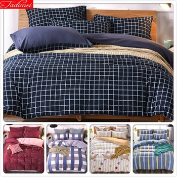 

Blue Stripe Bedlinens 3/4 pcs Bedding Set Kids Bedclothes King Queen Double Size Duvet Cover 1.5m 1.8m 2m Flat Sheet Bed Linens