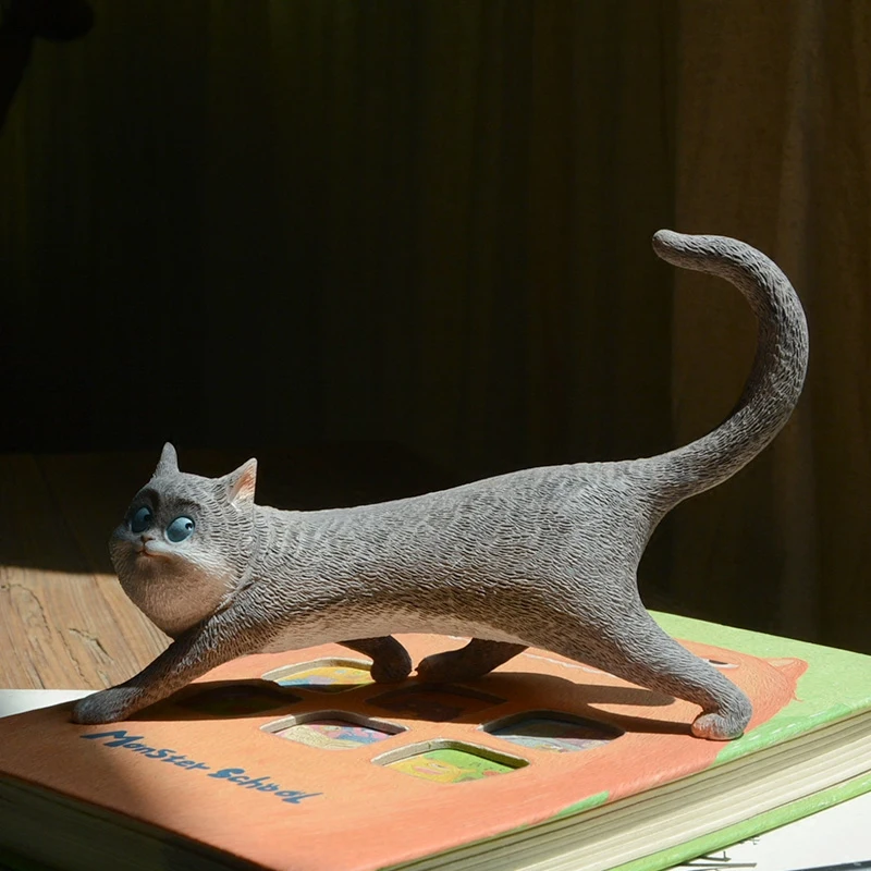 لطيف فخور القط تمثال تمثال الحلي خزانة زينة سطح المكتب زخرفة الراتنج الحرفية جمع هدية عيد ميلاد