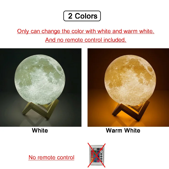 3D принт 16 Цвета изменить Дистанционное Управление Спальня лунный светильник Декор для дома подарок для детей Новинка Светодиодный ночной Светильник Луна лампы для детей - Испускаемый цвет: 2 Colors Touch