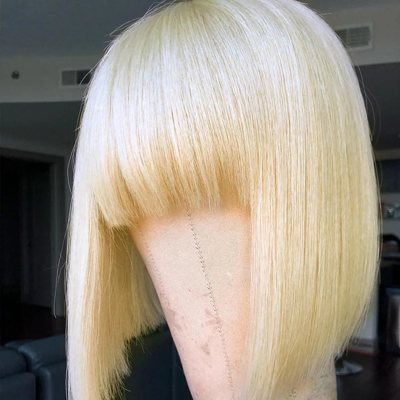 613 блондинка Боб синтетические волосы на кружеве человеческие Искусственные парики с Синтетические чёлки волос 360 синтетические волосы на